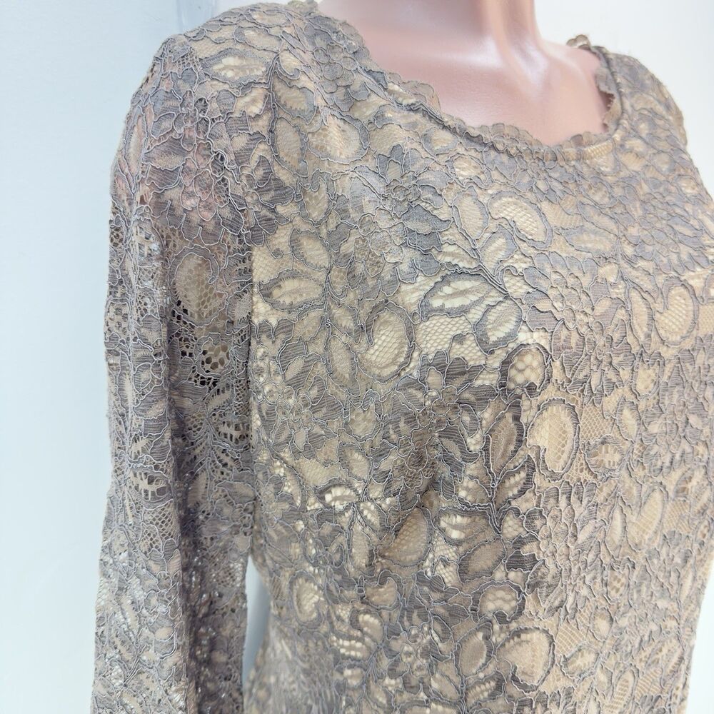NWT Alex Marie Brown/Gold Lace Sheath Dress Women’s Size 16 - Picture 11 of 17